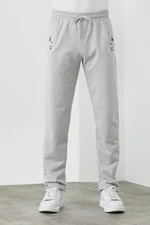 15740 Dewberry Zipper Pocket Embroidery Detailed Sweatpants-GREY