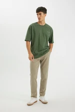 DEFACTO Men's Khaki Jogger Fit Straight Leg Pocket Trousers