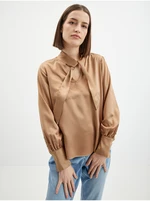 Orsay Light Brown Ladies Satin Blouse - Women