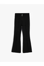 Koton Wide Leg Trousers Zipper Detailed Viscose Fabric