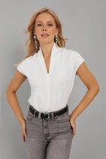 Cool & Sexy Women's White V-Neck Blouse