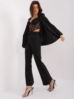 Black wide-legged trousers