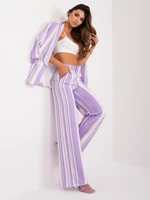 Purple and ecru elegant pants with print