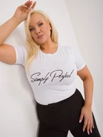 White cotton T-shirt plus size with rhinestones