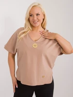 Large asymmetrical blouse Camel