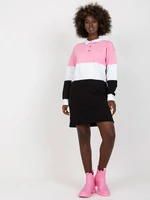 Black-pink simple basic dress with collar RUE PARIS