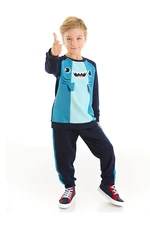 Denokids Shark Navy Blue Boy Tracksuit Set