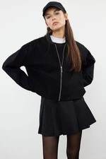 Trendyol Black Oversize Stamp Bomber Jacket Coat