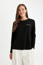 DEFACTO Traditional Regular Fit Crew Neck Long Sleeve T-Shirt