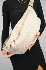 LuviShoes VENTA Dark Beige Knitted Women&#39;s Large Waist Bag