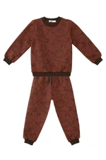 Denokids Animals Baby Boy Brown Tracksuit Set