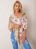 Beige scarf with floral print