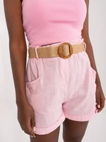 Light pink women's shorts made of linen and cotton