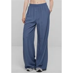 Women's viscose trousers with wide legs - blue