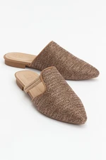 LuviShoes PESA Brown Women's Slippers with Straw Stones