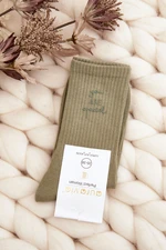 Women's plain socks with green lettering