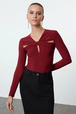 Trendyol Claret Red Cut Out/Window Detailed Knitted Bodysuit