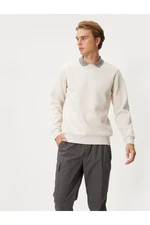 Koton Basic Sweatshirt Polo Neck Label Print Detailed Ribbed