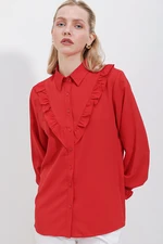 Bigdart 20223 Frilly Long Sleeve Shirt - Red