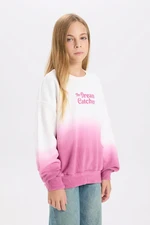 DEFACTO Girl Oversize Fit Wide Mold Crew Neck Gradient Printed Sweatshirt