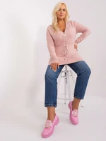 Světle růžový kardigan plus size s viskózou