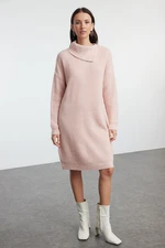 Trendyol Powder Mini Knitwear Soft Texture Turn-down Collar Dress