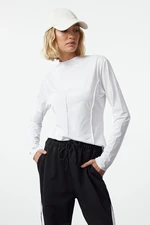 Trendyol White Micro Stitching and Reflective Print Detailed Sports Knitted Top/Blouse