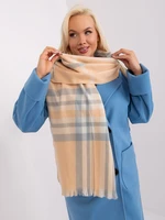 Peachy gray elegant plaid scarf