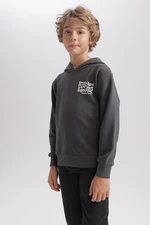 DEFACTO Boy&#39;s Hooded Printed Sweatshirt