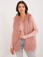 Dark pink fur vest with lining