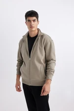 DEFACTO Comfort Fit Stand-up Collar Zippered Sweatshirt