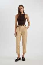 DEFACTO Baggy Fit High Waist Crop Gabardine Trousers