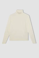 DEFACTO Girl Ecru Turtleneck Basic Plain Knitwear Sweater