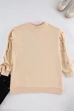 Trendyol Beige Lace Detail Sweatshirt