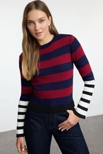 Trendyol Black Ribbed Color Block Knit Sweater