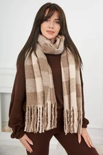 6073 Women's scarf dark beige + beige