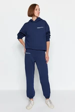 Trendyol Navy Blue fenntarthatóbb laza jogger gyapjú belső kötött kötött melegítőnadrág