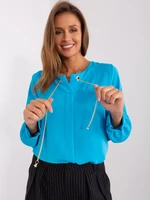 Blue long-sleeved formal blouse