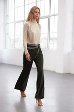 Trendyol Limited Edition Dark Khaki Pocket Flare Woven Trousers