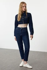 Trendyol Dark Blue High Waist Mom Jeans