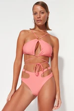 Trendyol Pink Halter Neck Příslušenství Bikiny Top