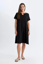 DEFACTO Regular Fit Crew Neck Wrapped Short Sleeve Dress