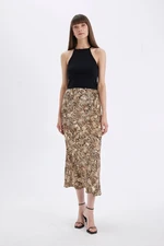 DEFACTO A-Line Snakeskin Patterned Flexible Waist Moroccan Maxi Skirt