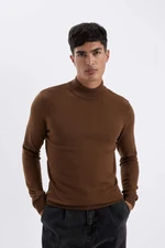 DEFACTO Brown Slim Fit Slim Cut Half Turtleneck Knitwear Sweater R1127az24wn