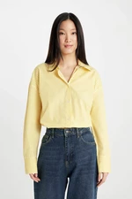 DEFACTO Shirt Collar Poplin Long Sleeve Crop Shirt