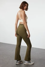 Trendyol Dark Khaki Brushed Soft Waist Extra Recovery Spanish Leg Yoga Knitted Sports Leggings