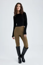 DEFACTO Skinny Fit Zippered High Waist Short Leg Long Trousers