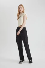 DEFACTO Cool Gabardine Trousers Straight Fit Cargo Pocket Straight Leg