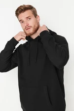 Trendyol Black Basic Oversize/Wide Cut Hooded Sweatshirt with Fleece Inside