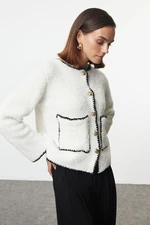 Trendyol Ecru Fluffy Soft Texture Jacket Look Knitwear Cardigan